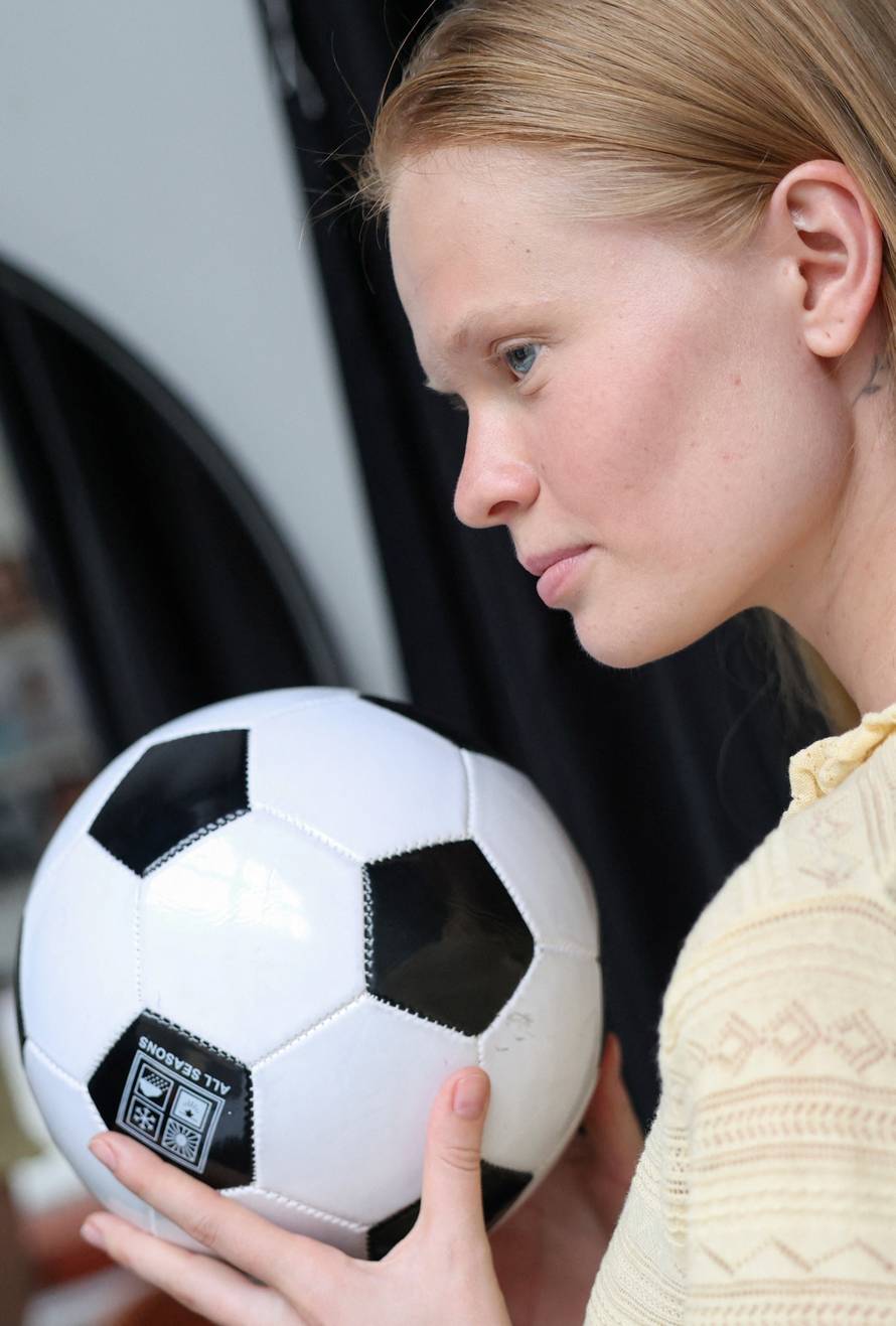 Russian model Anastasia Kostromitina, who goes viral with striking likeness to Norway's Erling Haaland, poses in Moscow