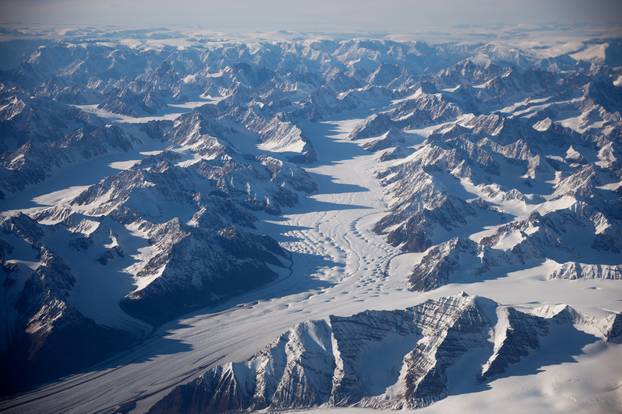 An aerial view shows estern Greenland