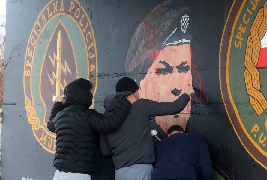 Karlovac: Tijekom noći mural Miši Hrastovu zaliven je crvenom bojom