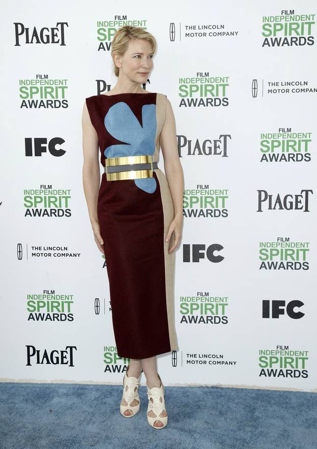 Nominee for the Best Female Lead award Cate Blanchett arrives at the 2014 Film Independent Spirit Awards in Santa Monica