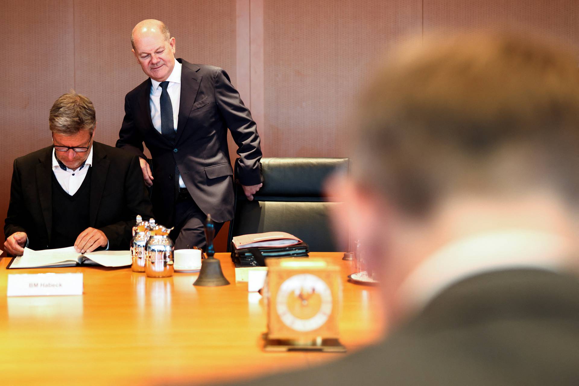 German Chancellor Olaf Scholz attends a cabinet meeting at the Chancellery in Berlin