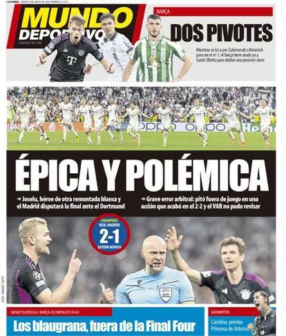 Katalonske novine: 'Bayernu je nepravedno poništen gol protiv Reala! Velika pogreška sudaca'