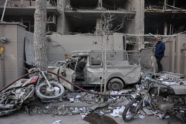 Aftermath of an Israeli and the U.S. strike on a police station in Tehran