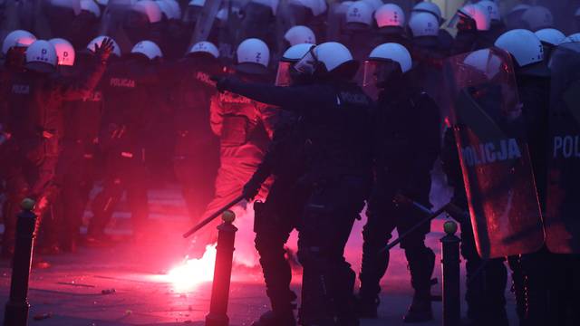 People mark the National Independence Day in Warsaw