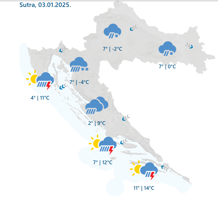 Narančasti alarm zbog olujne bure, stiže i novi val snijega u petak. Bit će ga i u nizinama