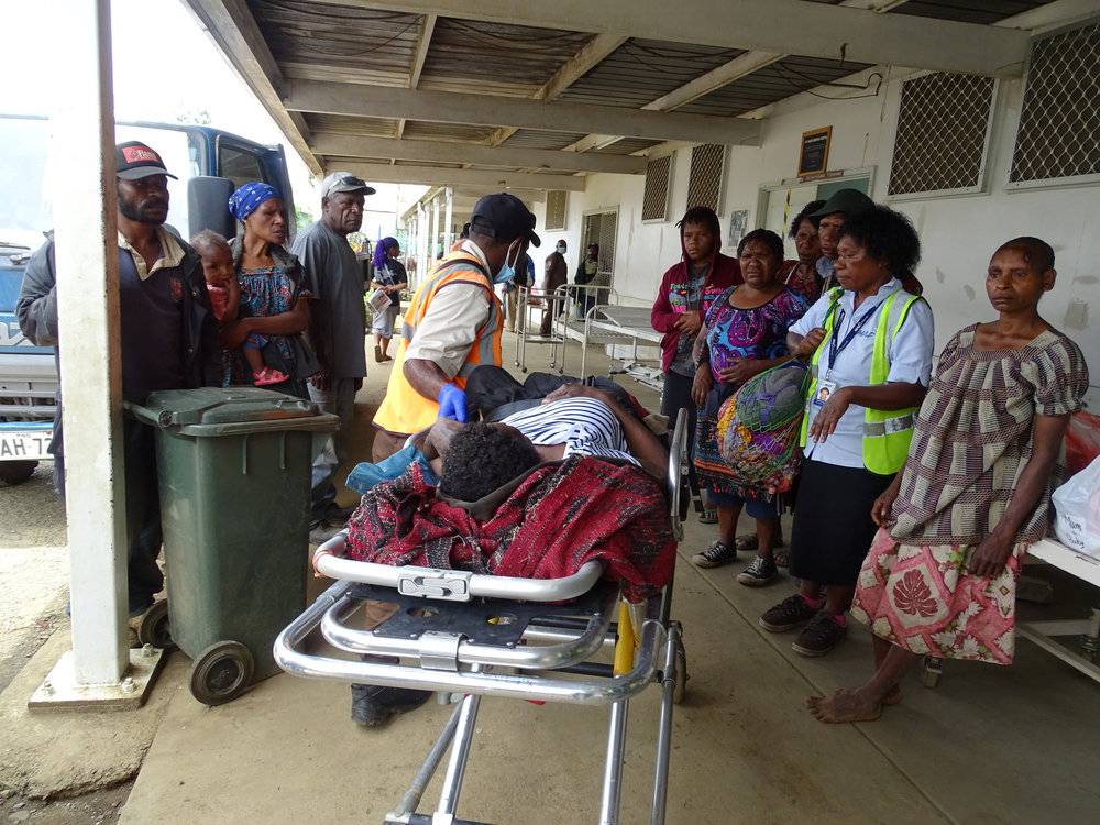 A resident receives medical treatment after an earthquake in Papua New Guinea