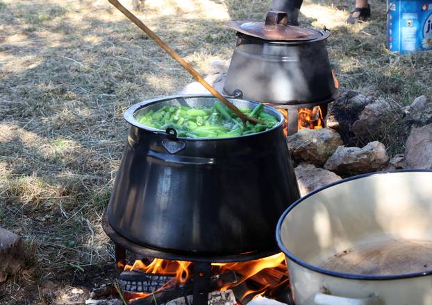 Vodice:Tradicionalni prvosvibanjski piknik u Rakitnici,spremanje divljeg zelja i pulente.