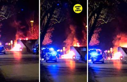 VIDEO Buktinja u Zagrebu: Na parkingu izgorjeli kamp kućica i BMW, oštećen još jedan auto