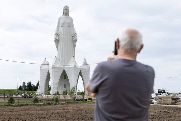 Europe's largest statue of the Virgin Mary ahead of its official opening to the public in the village of Konotopie near Torun