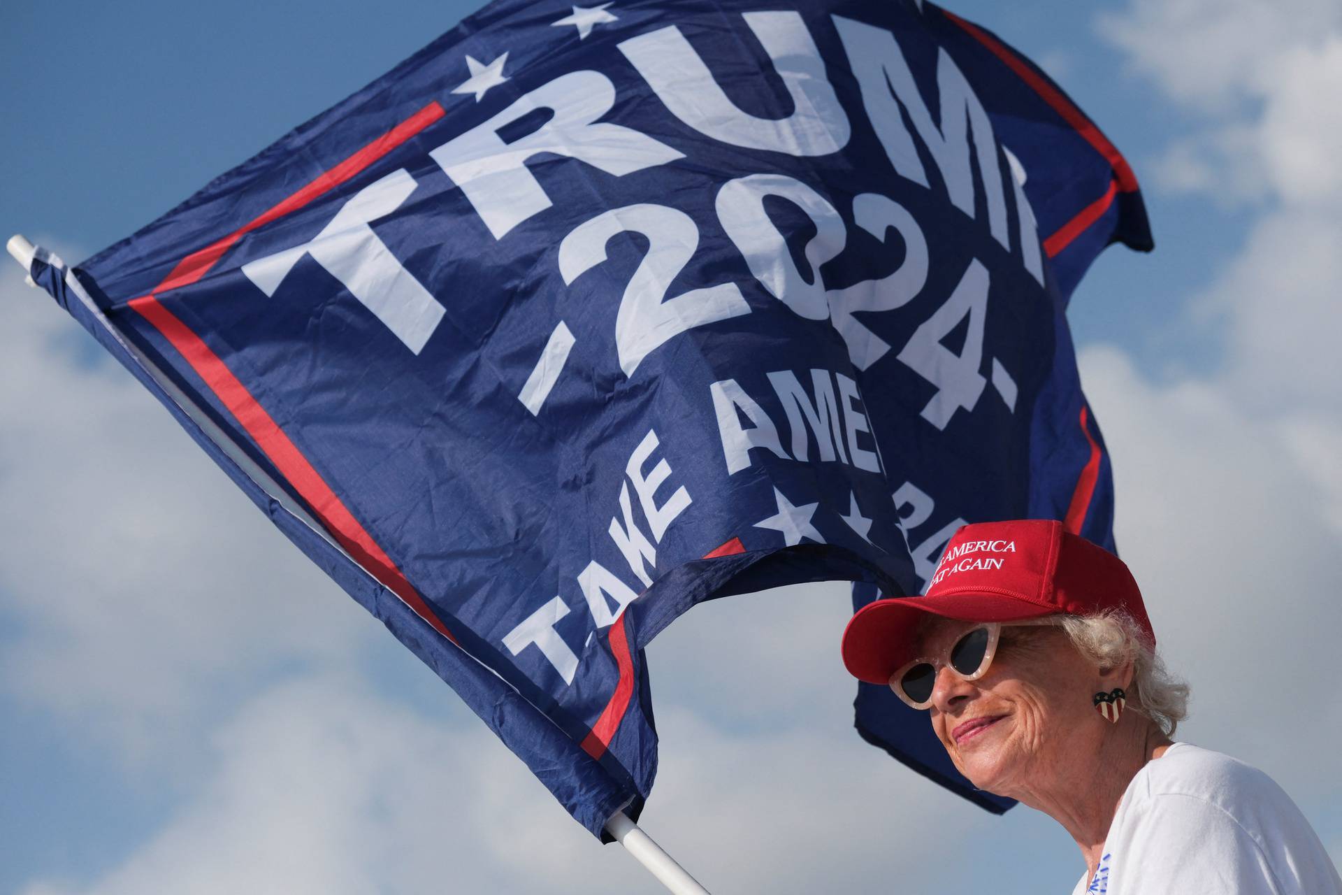 Supporters of Trump gather after indictment by Manhattan grand jury, in Palm Beach, Florida