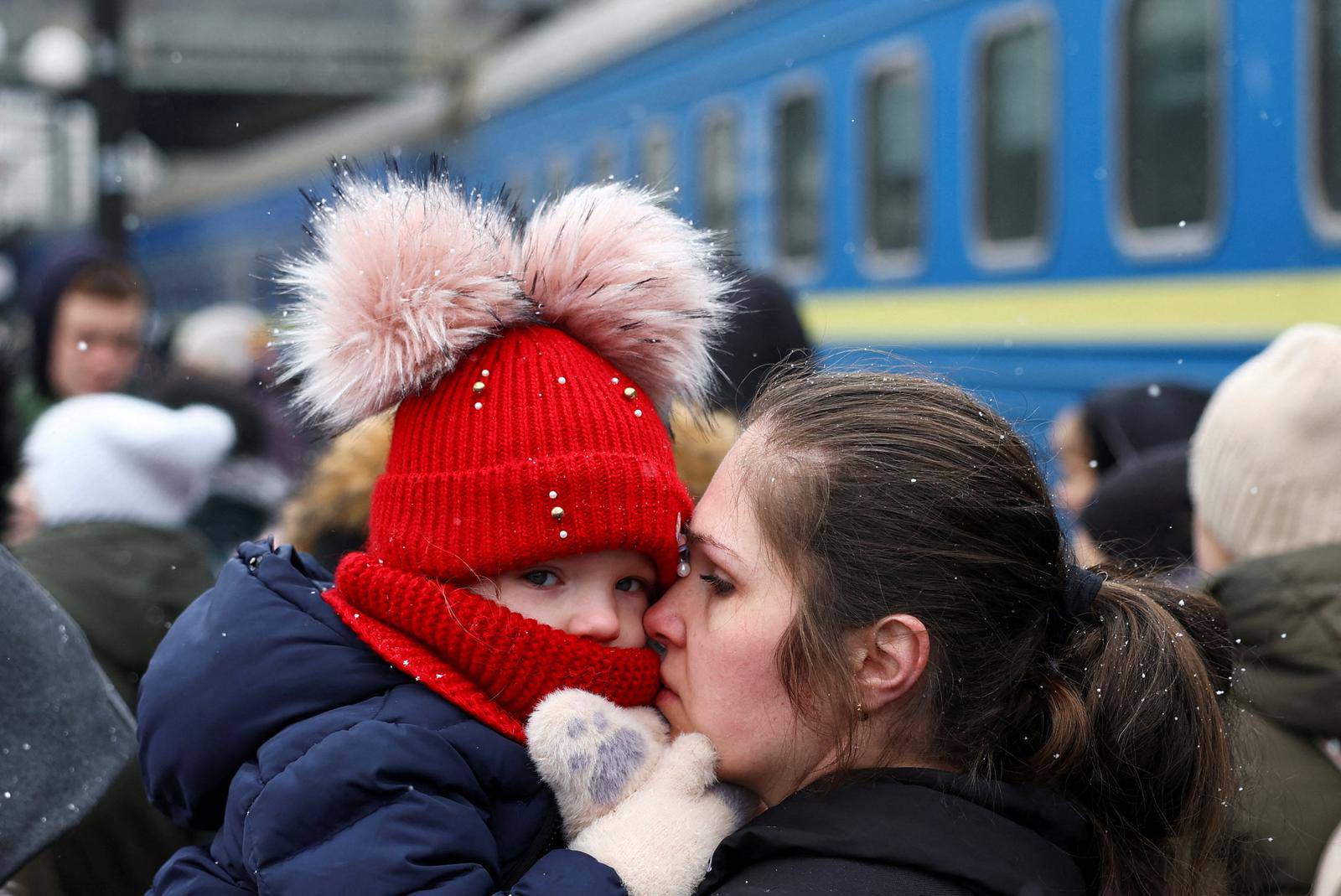 Refugees flee Russia's invasion of Ukraine, in Lviv