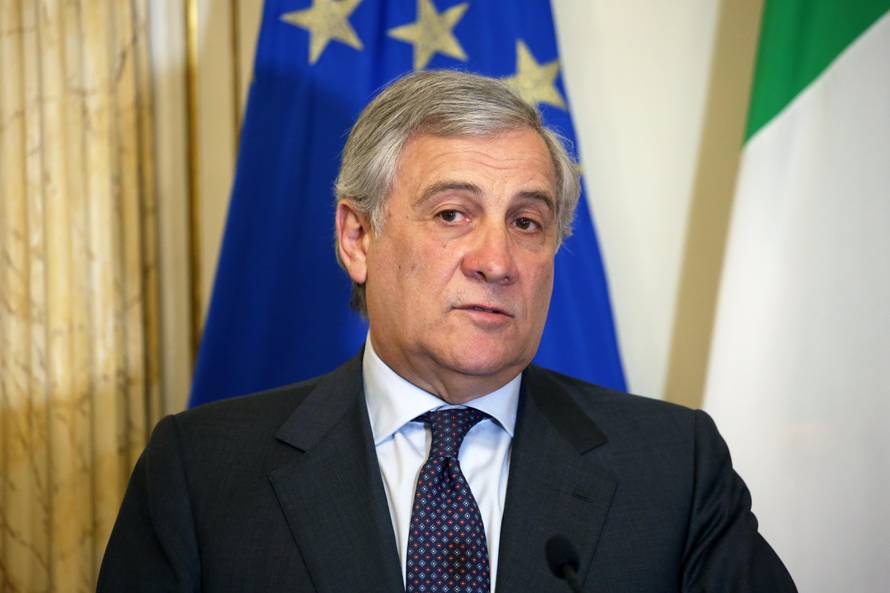 The President of the European Parliament Antonio Tajani on a visit to Palermo received by Nello Musumeci