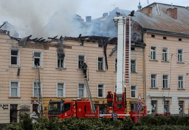 Aftermath of a Russian drone strike in Lviv