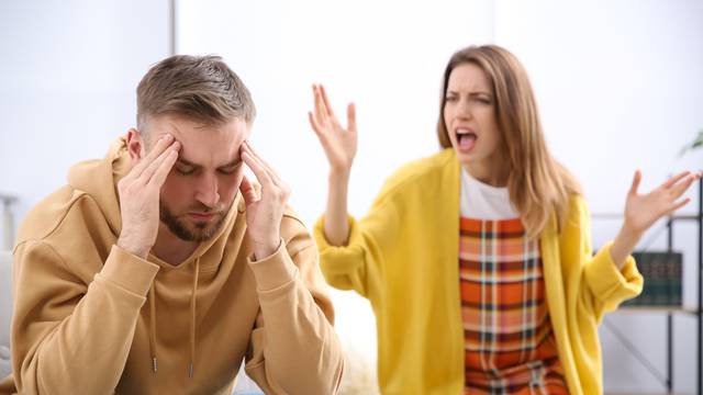 Couple having quarrel at home. Relationship problems