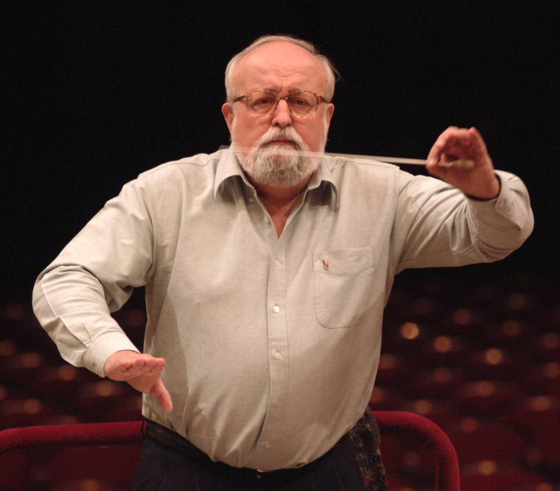 Polish composer Krzysztof Penderecki during a rehearsal at the National Philharmonic in Warsaw