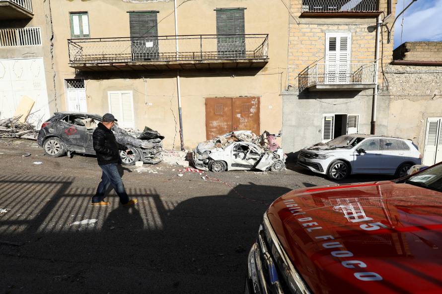 Aftermath of explosion in residential building, in Ravanusa