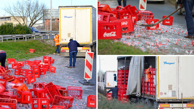 Boce Coca-Cole rasule se po cesti na križanju Držićeve i  Slavonske
