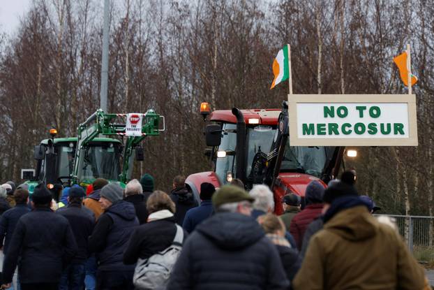 Irish farmers protest against Mercosur trade deal, in Athlone