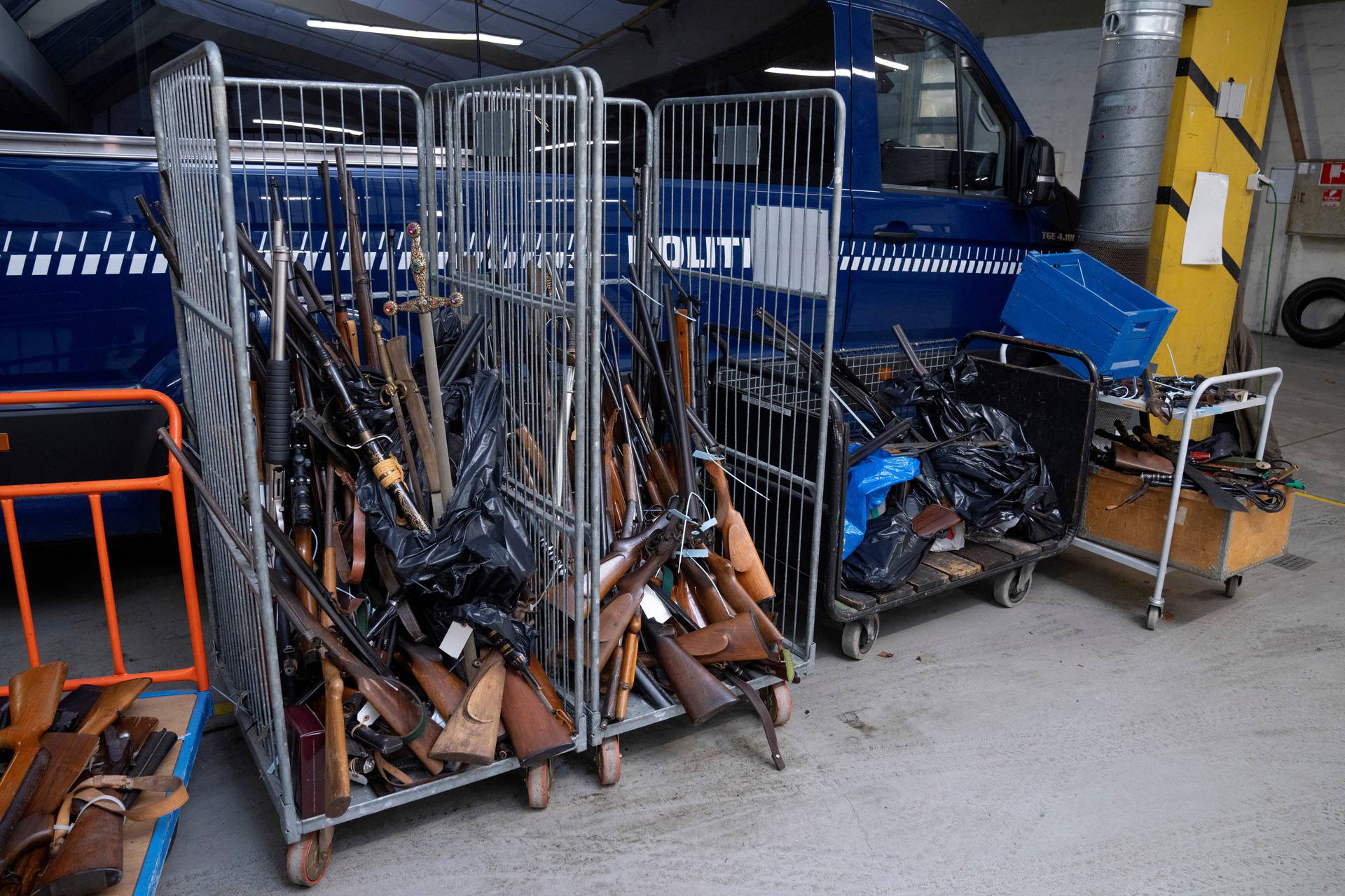 East Jutland Police showcases weapons given in with amnesty, in Aarhus