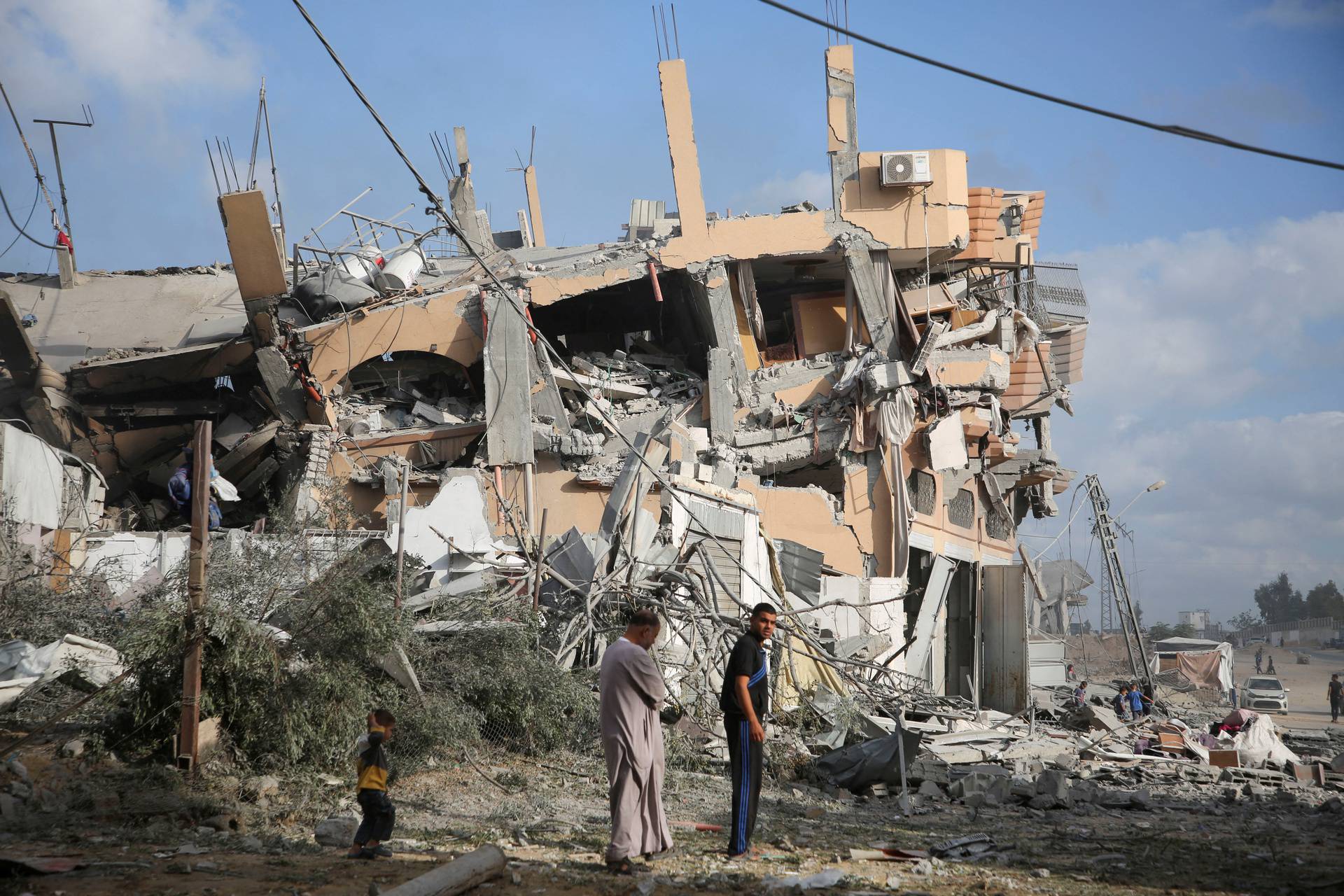 Site of Israeli strikes on houses, in Khan Younis in the southern Gaza Strip