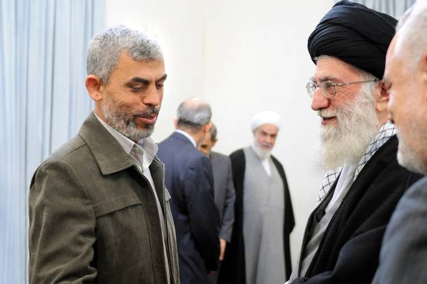 Iran's Supreme Leader Ayatollah Ali Khamenei meets with Yahya Sinwar, in Tehran