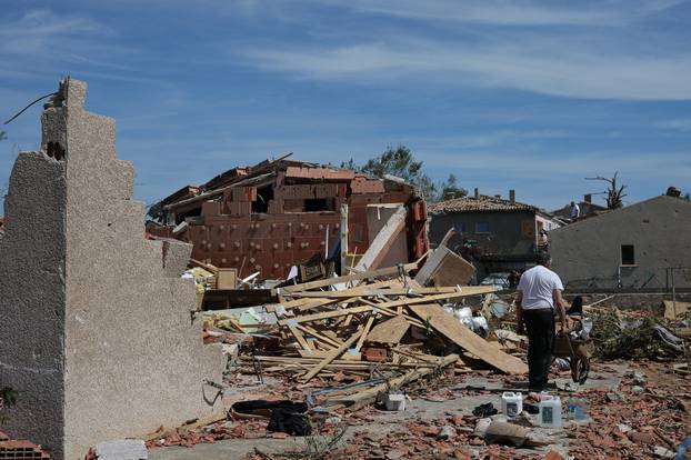Aftermath of a tornado in Pomas in the Aude region of southern France