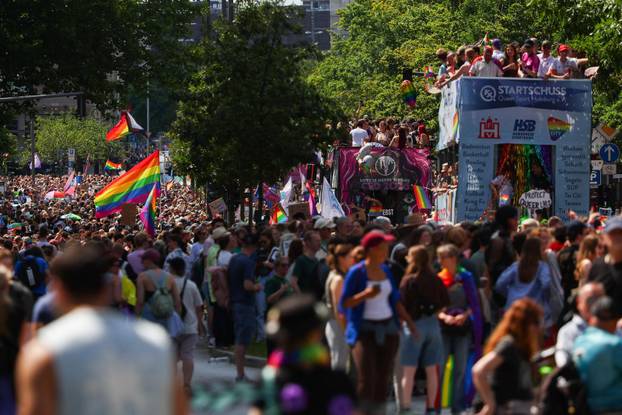 Revellers attend the annual Christopher Street Day (CSD) LGBTQ+ Pride demonstration, in Hamburg