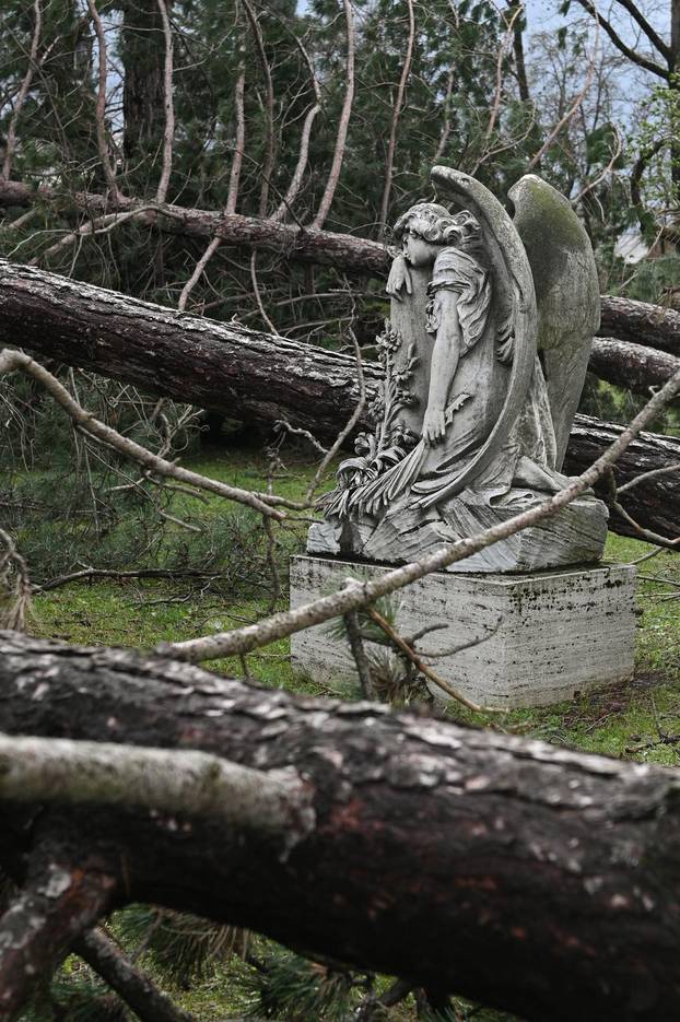 Zagreb: U nevremenu teško oštećeno gradsko groblje Mirogoj