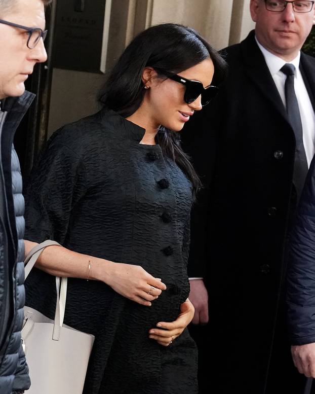 Meghan Markle, Duchess of Sussex, exits a hotel in the Manhattan borough of New York City