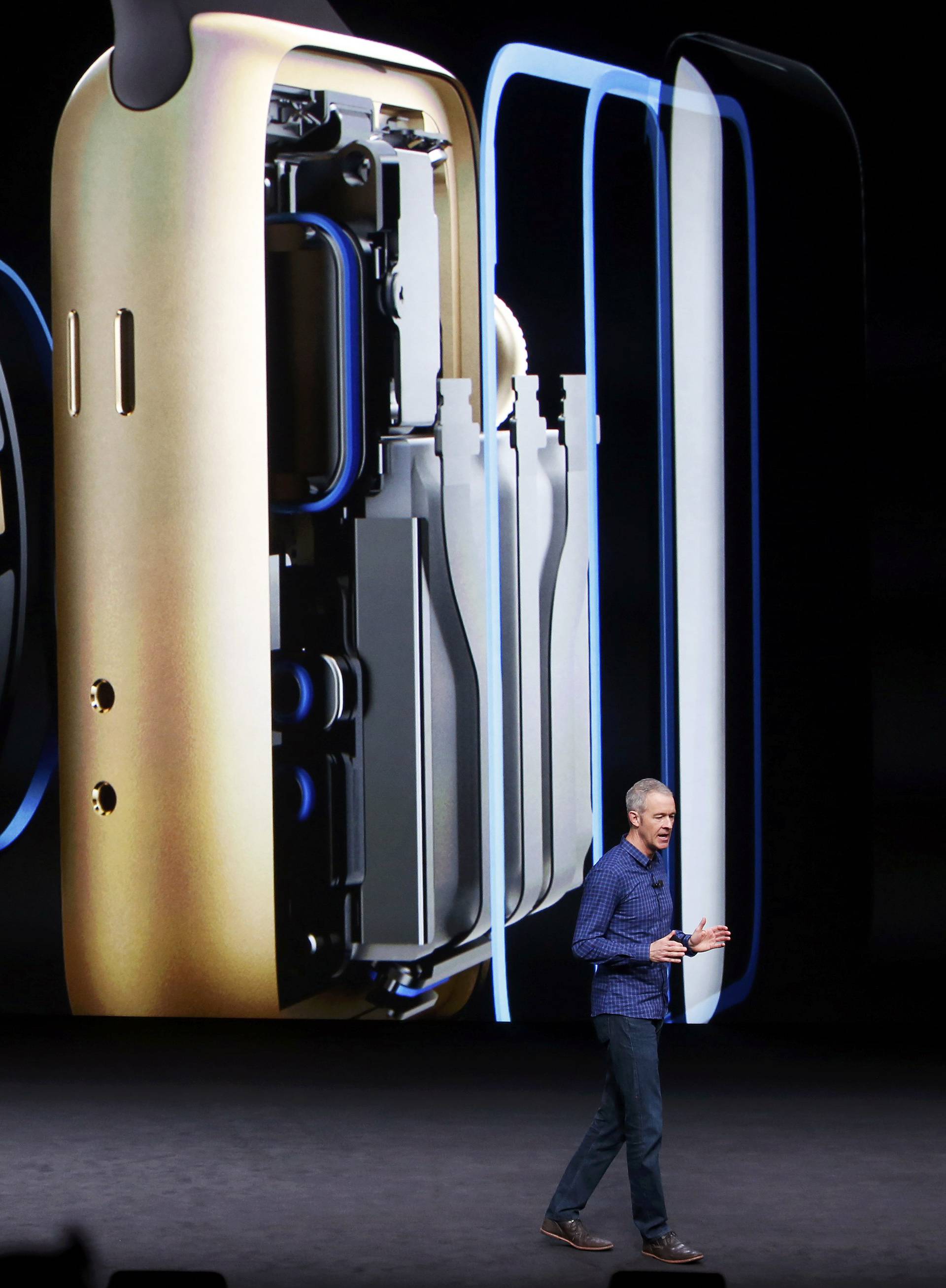 Jeff Williams discusses the Apple Watch Series 2 during a media event in San Francisco