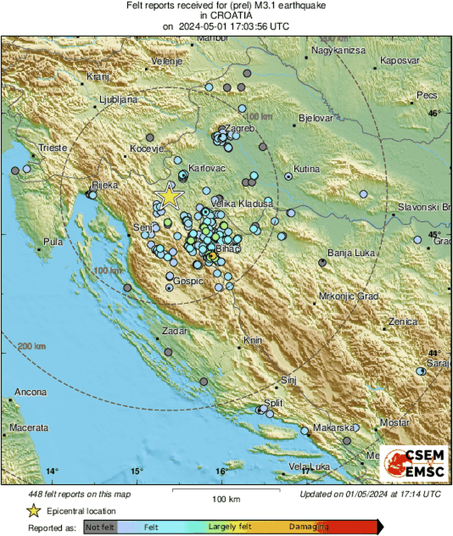 Novi potres kod Slunja! 'Drma, ljulja. Bilo je kratko, ali jako!'