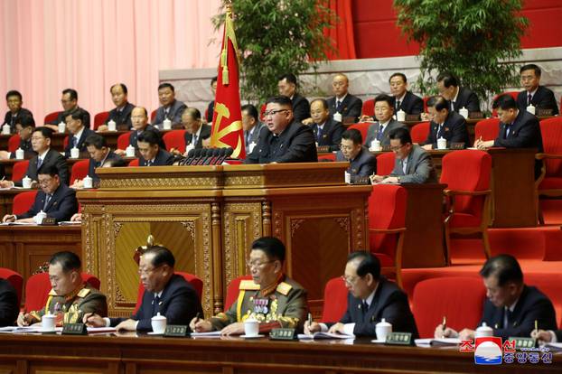 North Korean leader Kim Jong Un speaks at the Workers