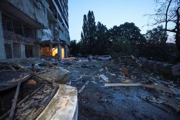 Aftermath of a Russian drone attack in Kharkiv