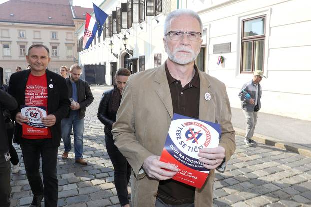 Zagreb: Sindikalne voÄe odrÅ¾ale konferenciju za medije ispred banskih dvora