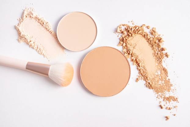 Cosmetic,Background,With,Texture,Samples,Of,Compact,And,Loose,Powder