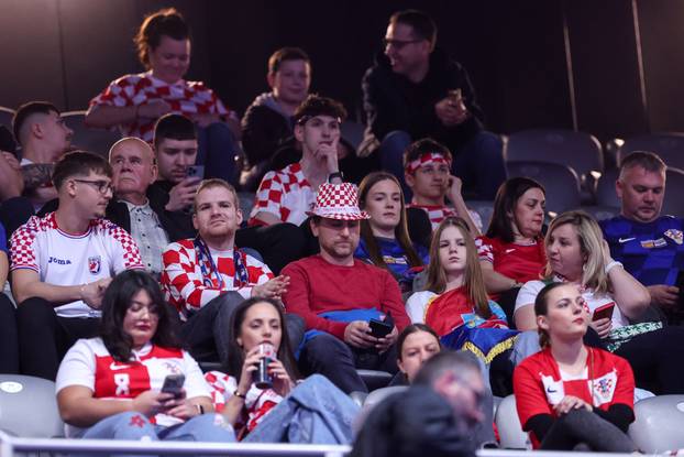 Atmosfera u Areni Zagreb prije početka susreta Francuske i Hrvatske na Svjetskom rukometnom prvenstvu 2025.