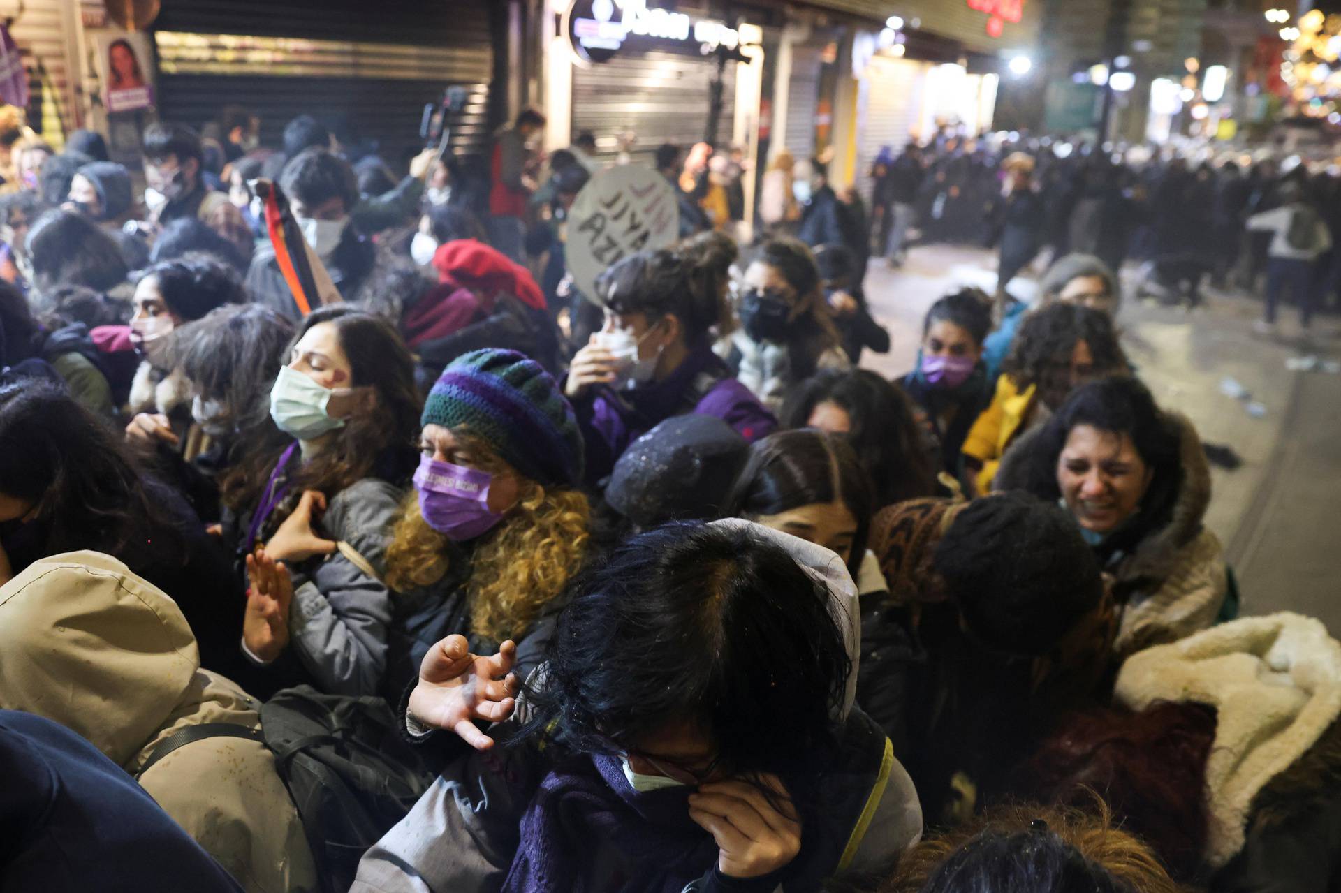 Women march against gender-based violence, in Istanbul