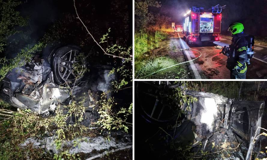 ČUDO NA KRKU Pogledajte što je preživio mladić! Autom sletio  s ceste, prevrnuo se i zapalio!