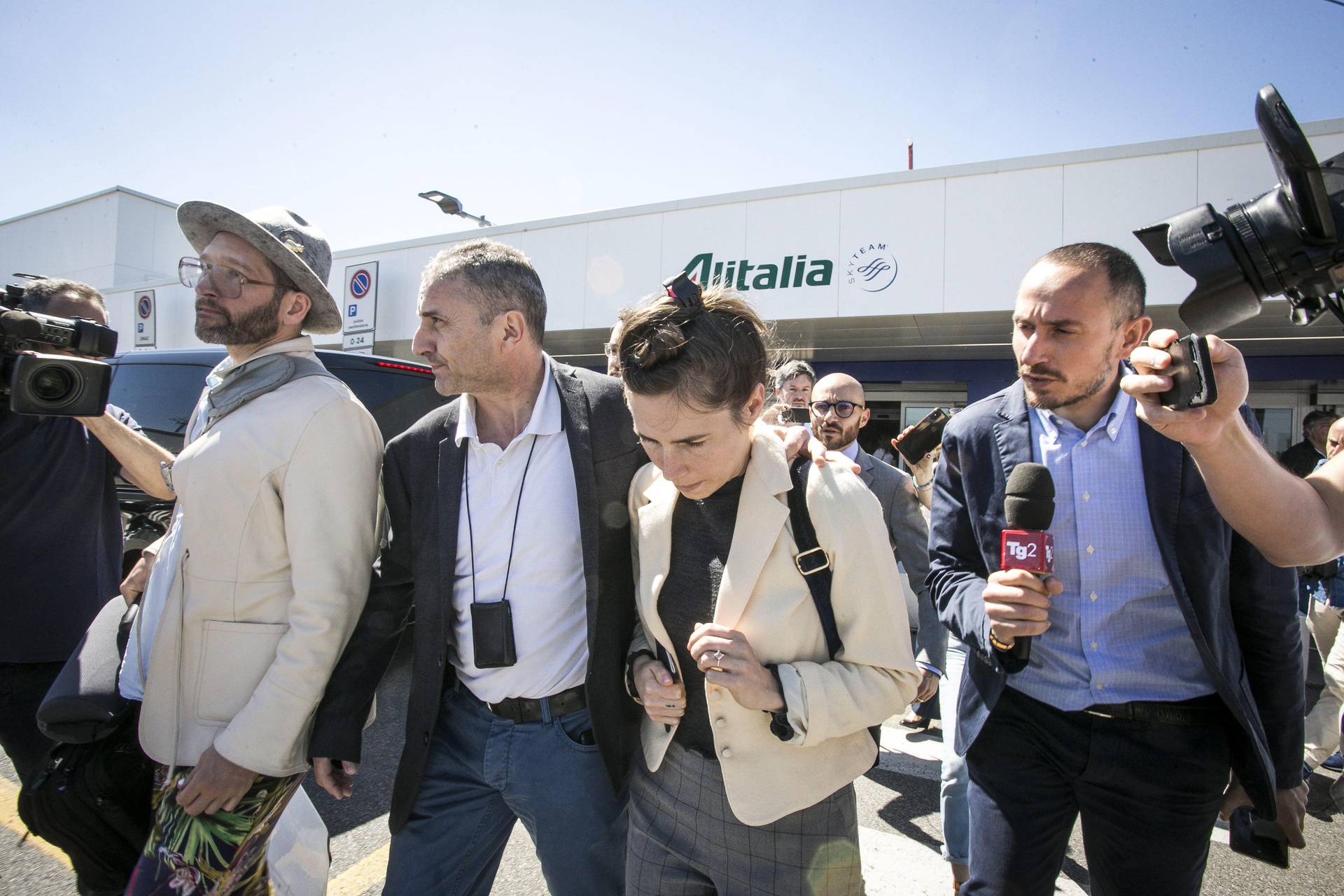 Arrival of Amanda Knox in Italy at Linate airport