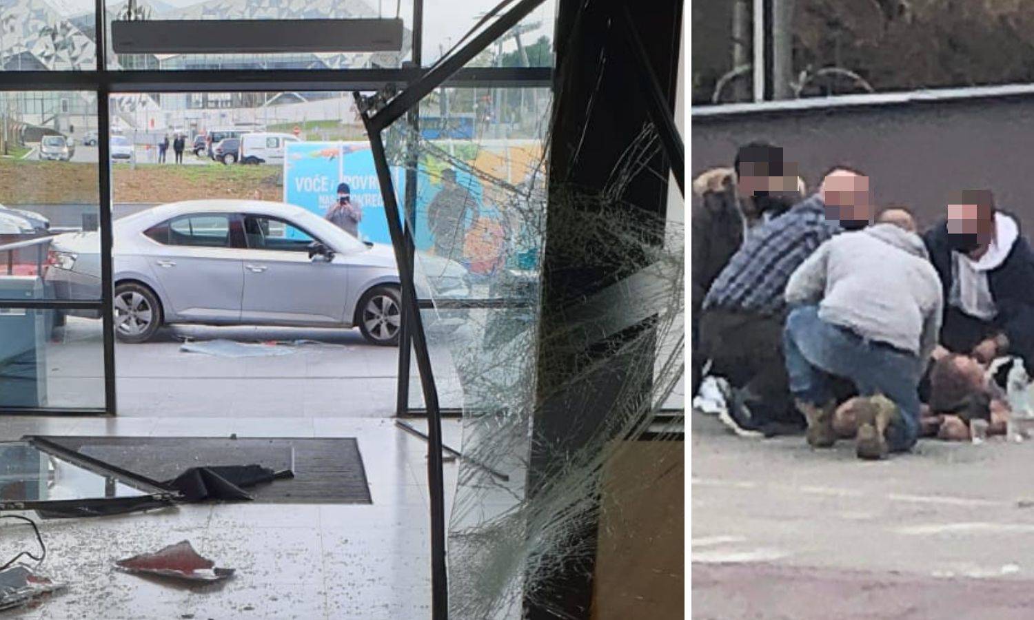 VIDEO Drama u Gračanima: 'Autom se zabio u šoping centar, a prije toga se tukao i razbijao'