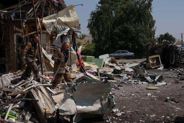 Aftermath of a Russian drone attack in Kharkiv region