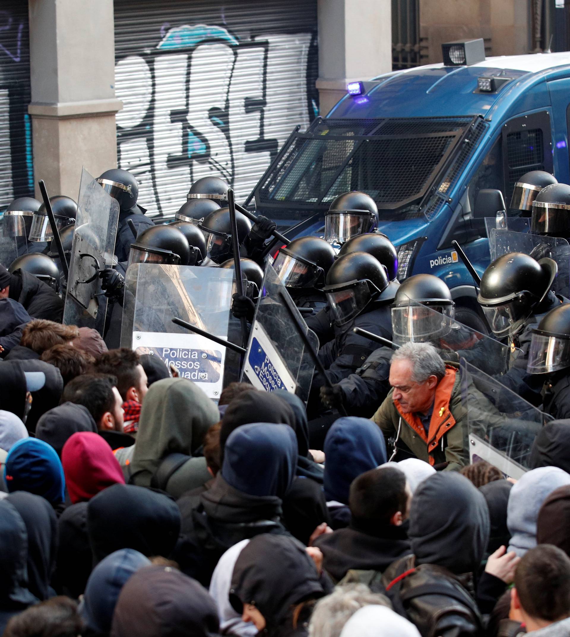 Protest against Spain's cabinet meeting in Barcelona