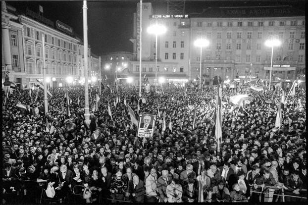 Zagreb: Svečano otkrivanje spomenika banu Josipu Jelačiću na istoimenom trgu, 15.10.1990.