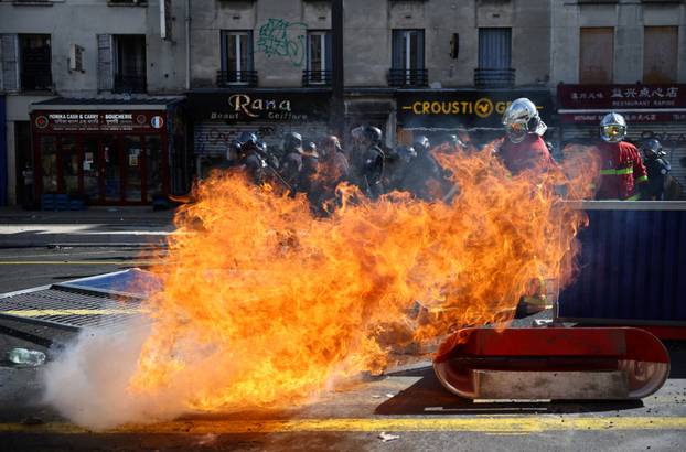 French high school students protest in France