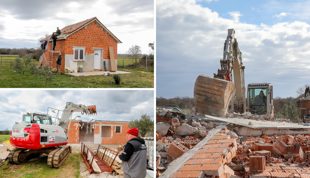 FOTO Kod Pule je počelo rušenje bespravno sagrađenih zgrada