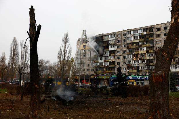 Aftermath of a Russian missile and drone attack, in Kyiv