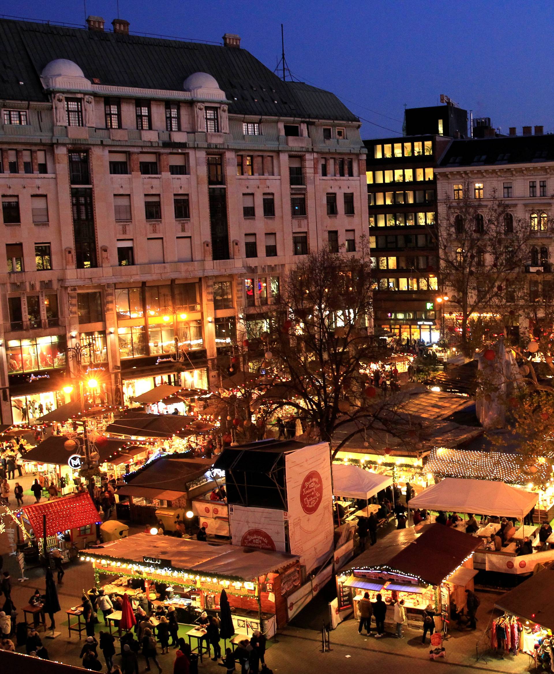 A general view shows the Budapest Christmas Fair at Vorosmarty Square in downtown Budapest