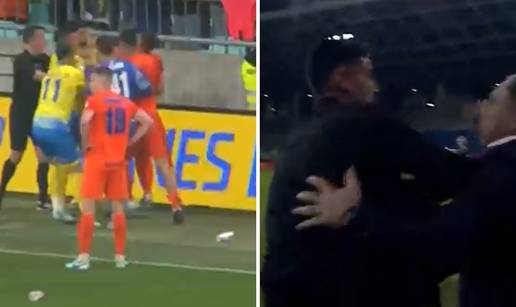 VIDEO Cirkus u Sloveniji! Igrači se lovili po terenu, nesuđeni trener Dinama napao suparnika
