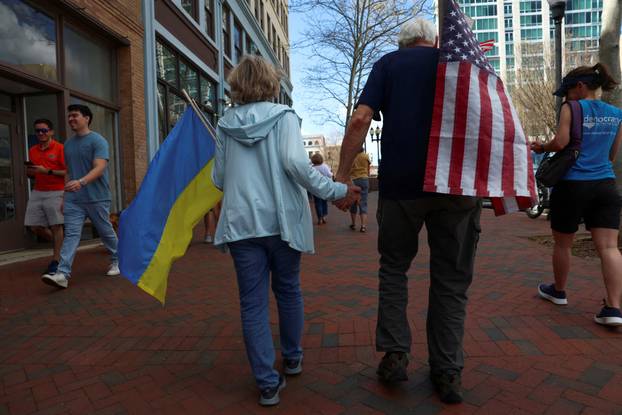 Anti-Trump 'Hands Off!' protest, in Asheville