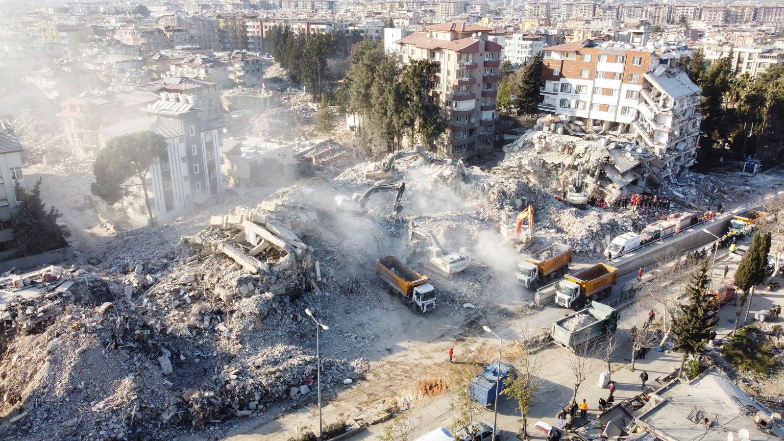 An aerial view of Hatay province in the aftermath of a deadly earthquake